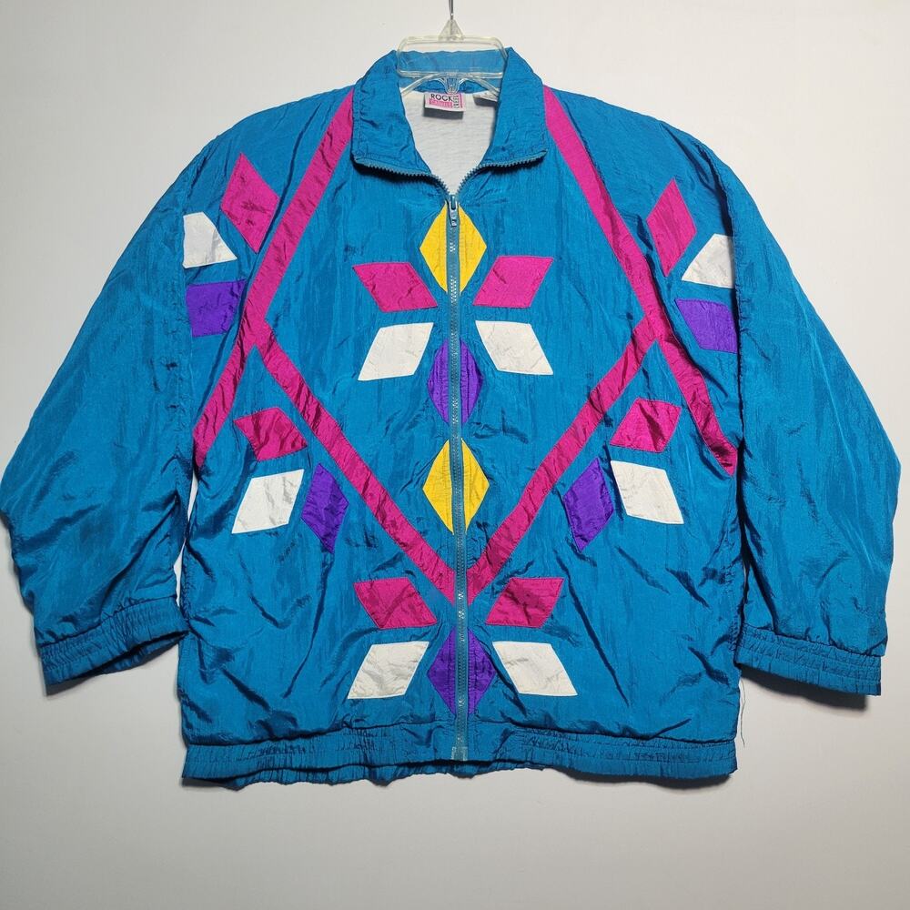 Vintage Rock Creek Casuals Colorblock 90s Windbreaker Jacket Size SMALL